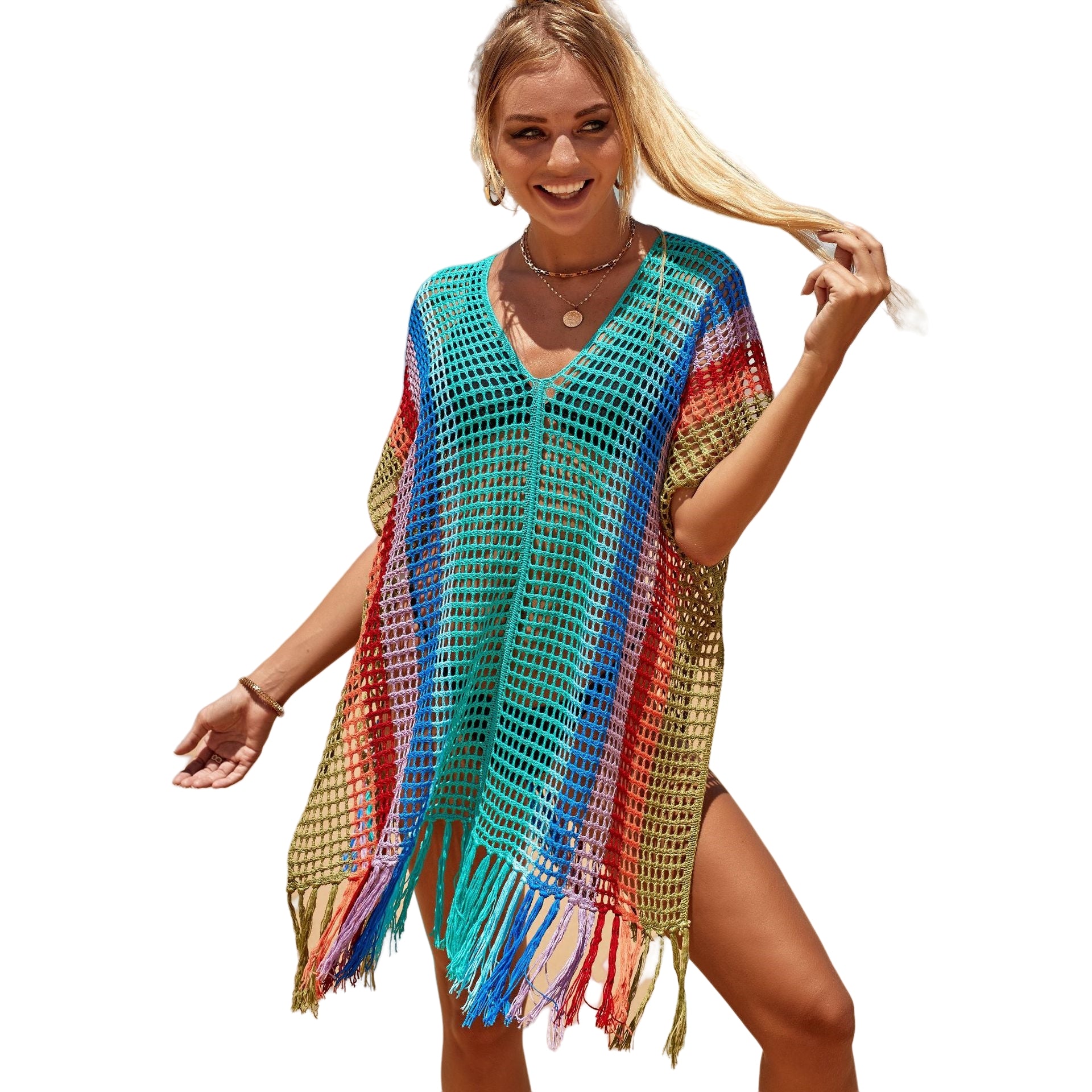 Vestido pareo de red malla para playa veraneo cubrir bikini