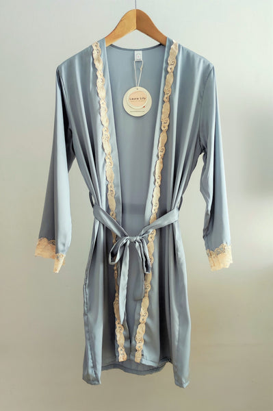 Laura in - Conjunto de pijamas para mujer de seda satén con encaje 5 piezas