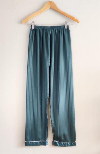 Laura in - Conjunto de 2 piezas, pijamas de seda satén, camisero y pantalones largos a rayas