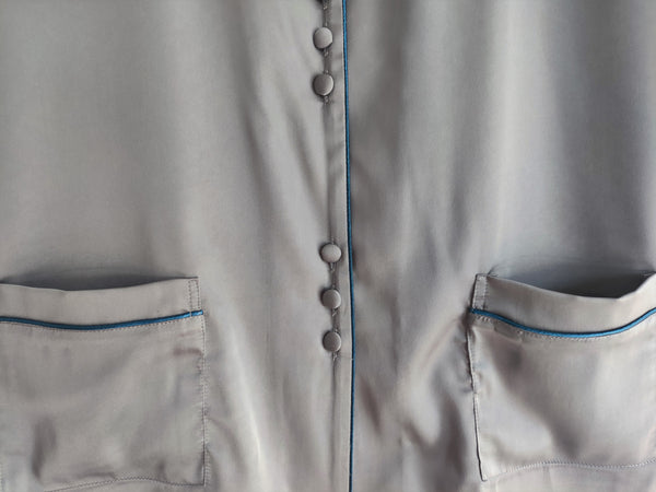 Laura in - Conjunto de Pijamas de Seda Satén para Mujer 2 piezas Camiseta Abotonada con Bolsillos y Pantalones con Encaje