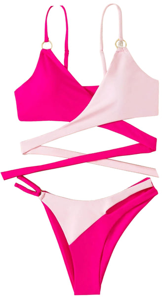 Laura in - Bikini Bañador para Mujer de Bicolor Liso. Conjunto de 2 Piezas Top y Braguita para la Playa Este Verano