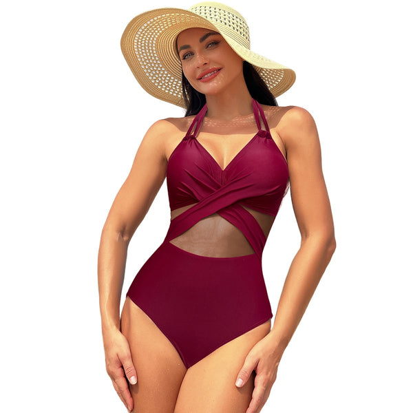 Nuevo bikini bañador con chiffon medio transparente