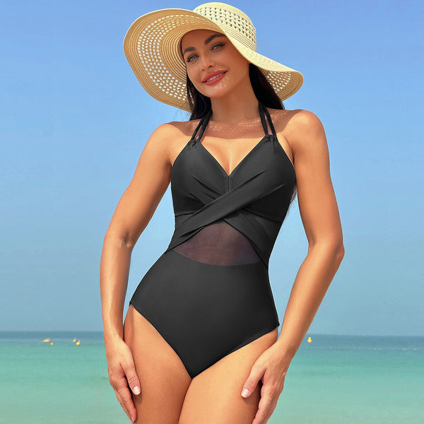 Nuevo bikini bañador con chiffon medio transparente