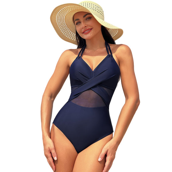 Nuevo bikini bañador con chiffon medio transparente