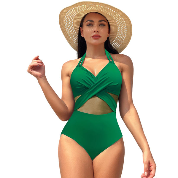 Nuevo bikini bañador con chiffon medio transparente