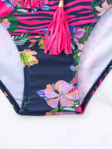 Nuevo bikini bañador de estampado floral con cordones ajustables