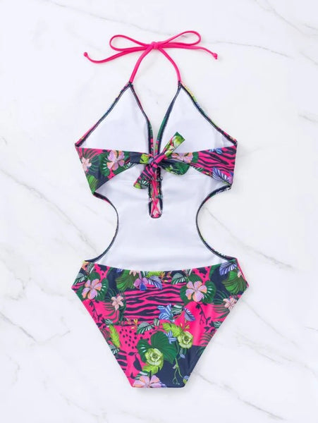 Nuevo bikini bañador de estampado floral con cordones ajustables