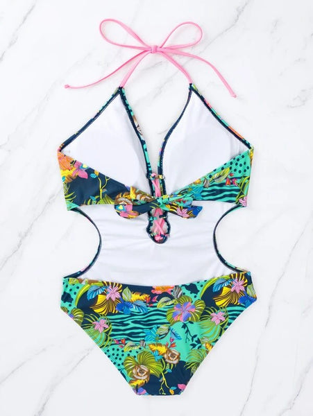 Nuevo bikini bañador de estampado floral con cordones ajustables