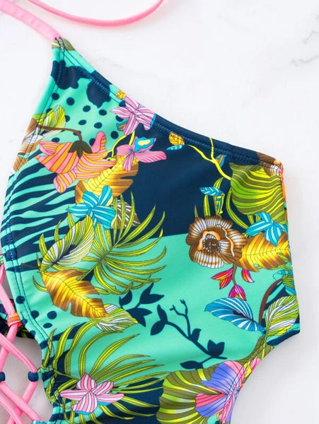 Nuevo bikini bañador de estampado floral con cordones ajustables