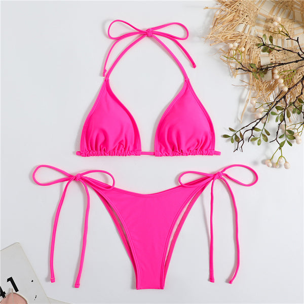 Bikini liso triángulo clásico de color sólido