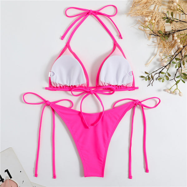 Bikini liso triángulo clásico de color sólido