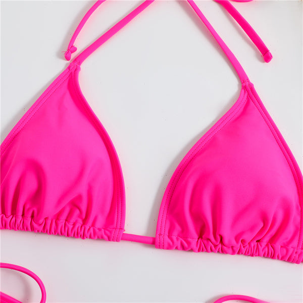 Bikini liso triángulo clásico de color sólido