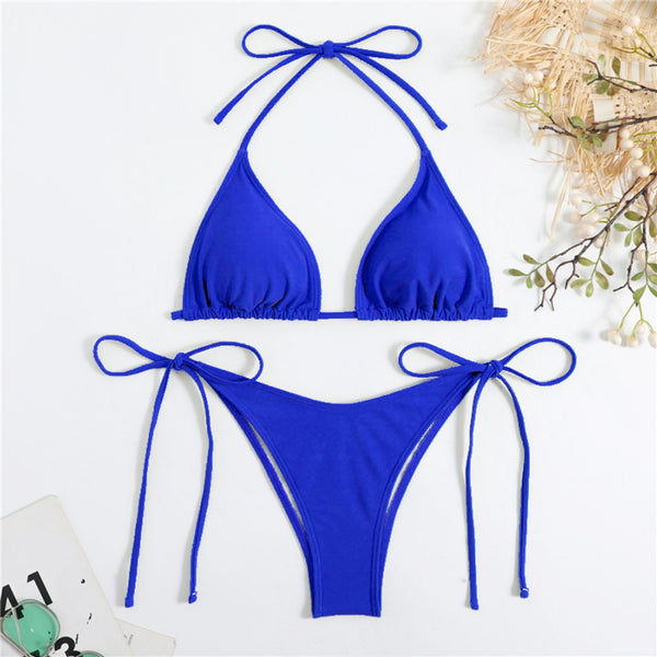 Bikini liso triángulo clásico de color sólido