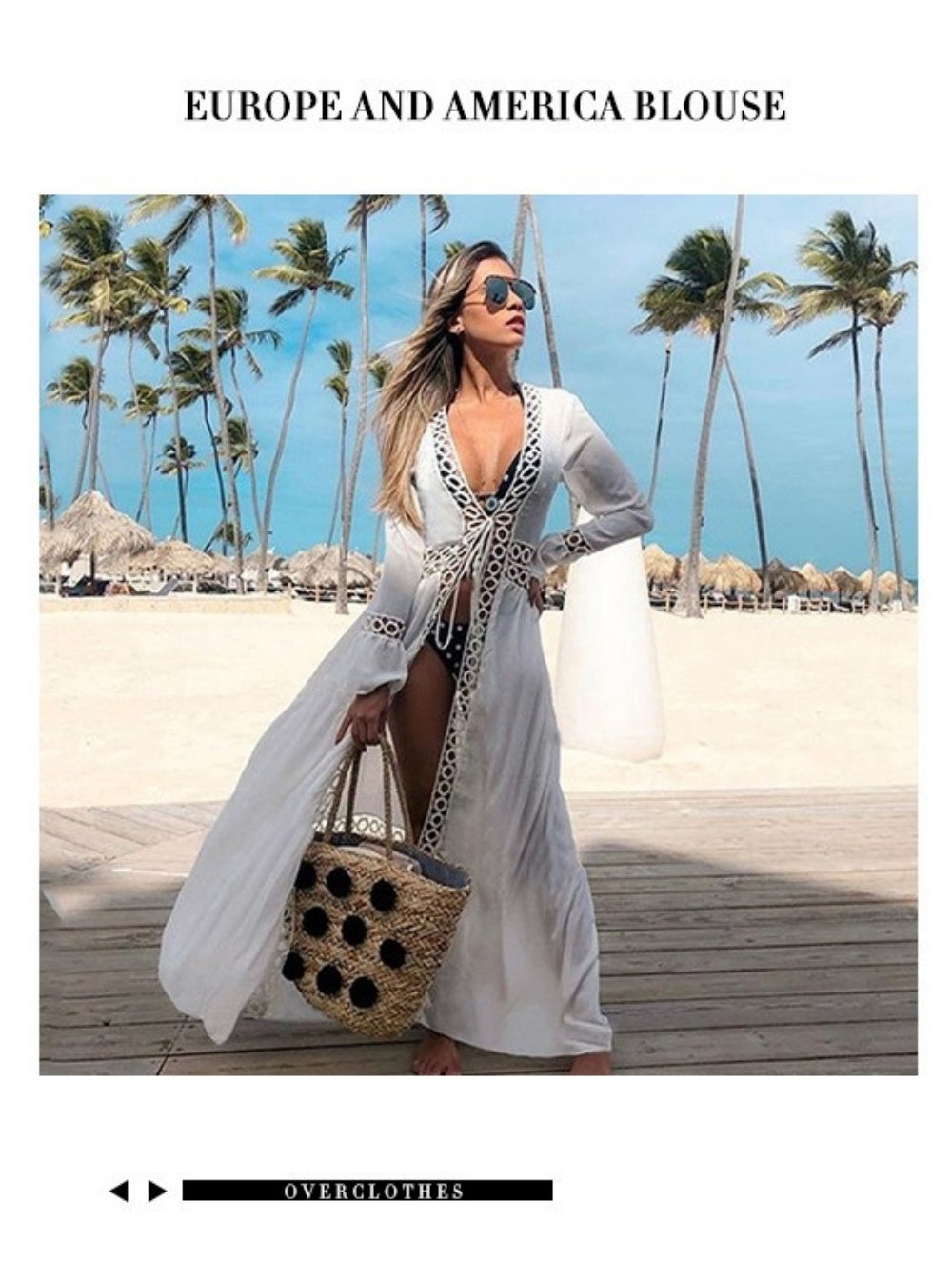 Vestido pareo blanco con encaje para playa veraneo cubrir bikini