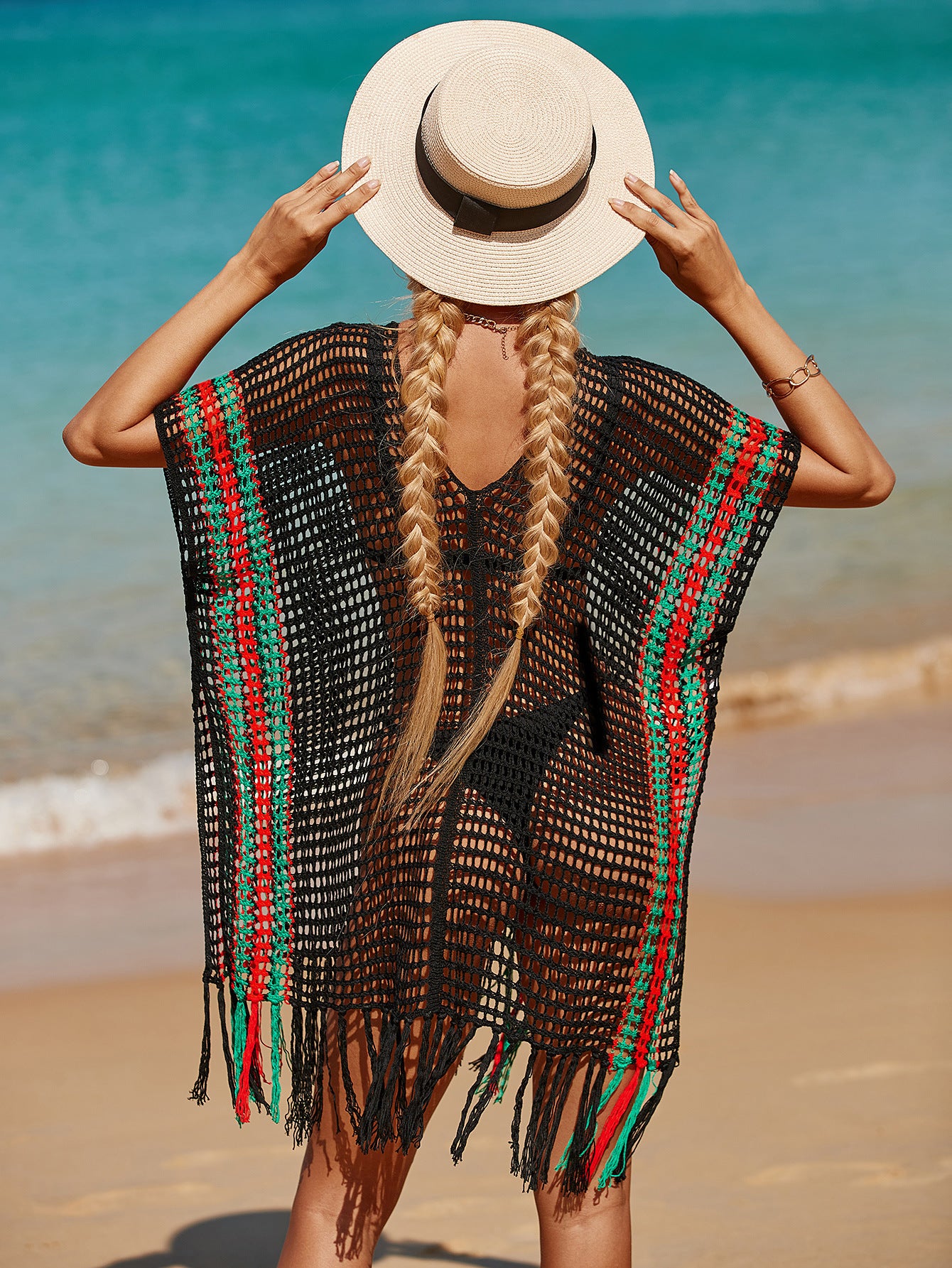 Vestido pareo de red malla para playa veraneo cubrir bikini