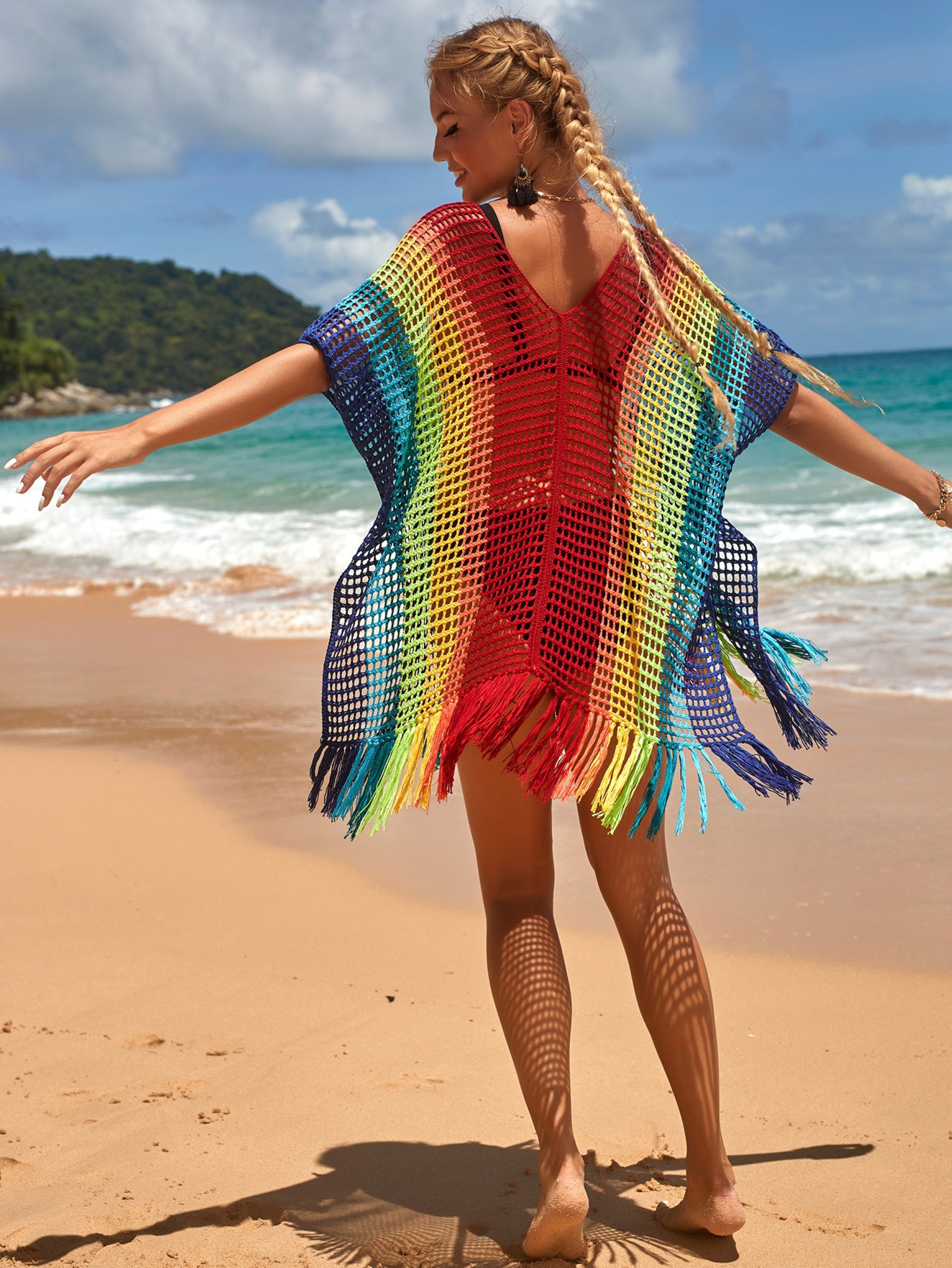Vestido pareo de red malla para playa veraneo cubrir bikini