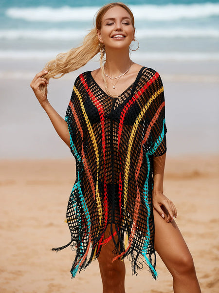 Vestido pareo de red malla para playa veraneo cubrir bikini