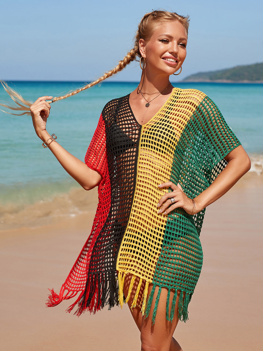 Vestido pareo de red malla para playa veraneo cubrir bikini