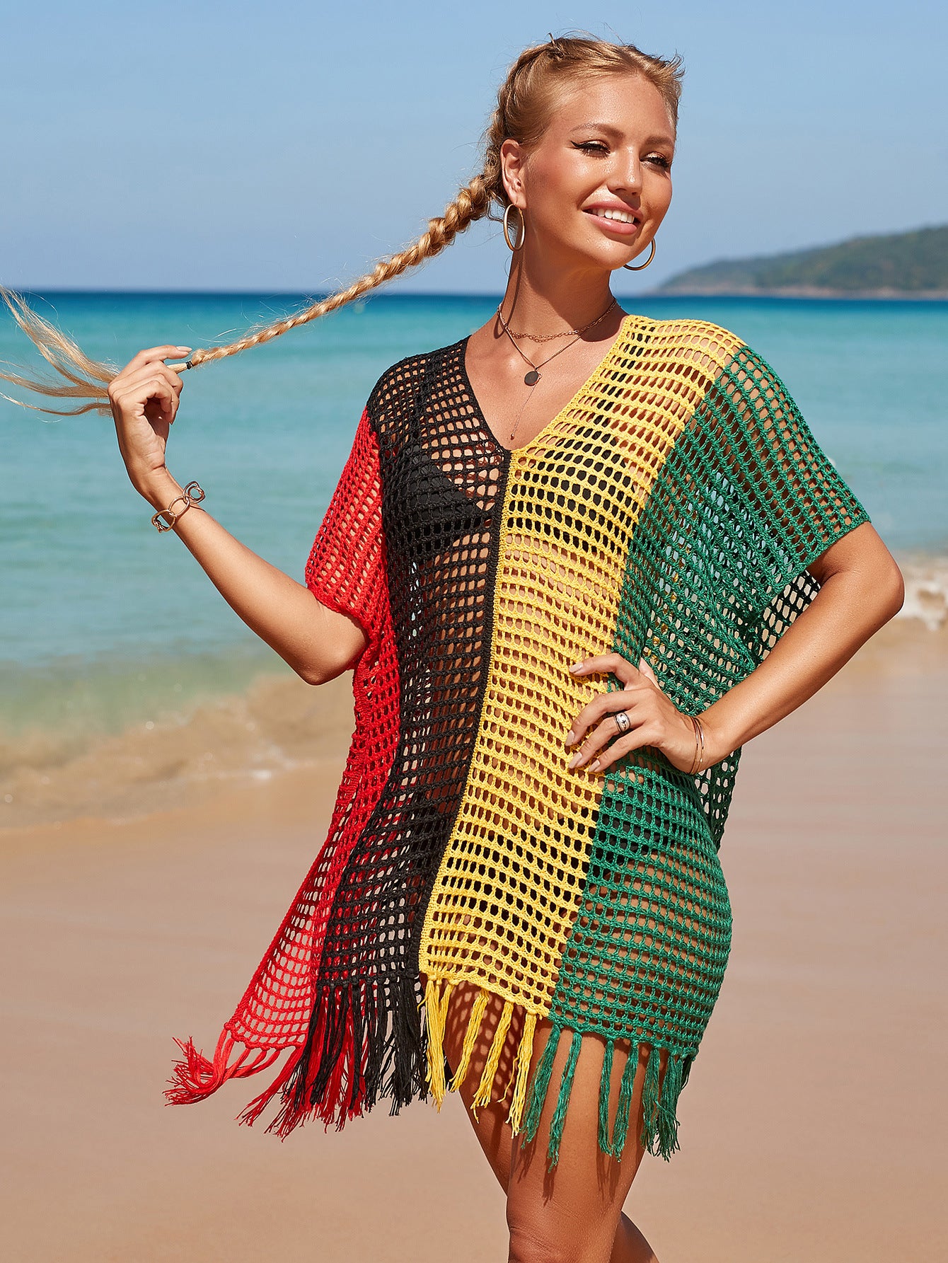Vestido pareo de red malla para playa veraneo cubrir bikini