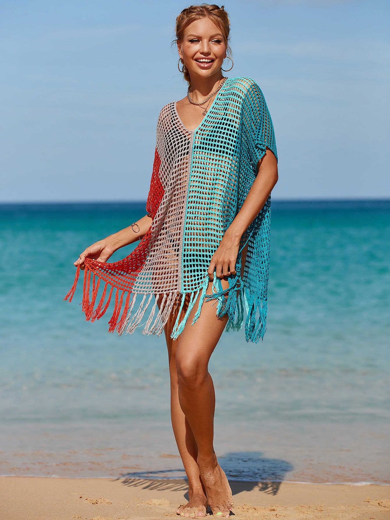 Vestido pareo de red malla para playa veraneo cubrir bikini