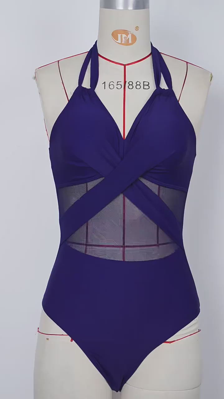 Nuevo bikini bañador con chiffon medio transparente