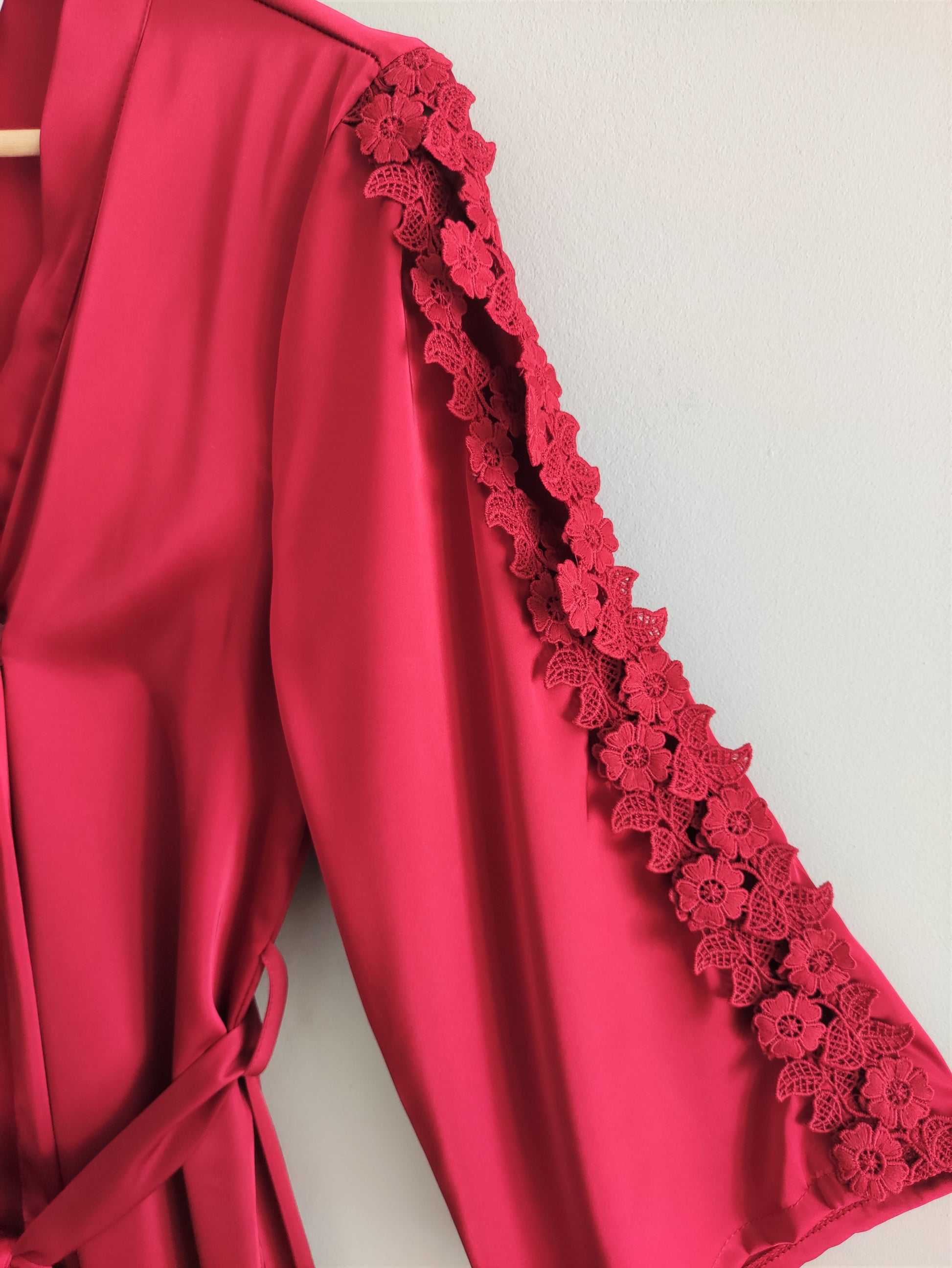 Pijamas de seda satén para mujer, bata kimono y/o vestido camisón de color liso sólido.
