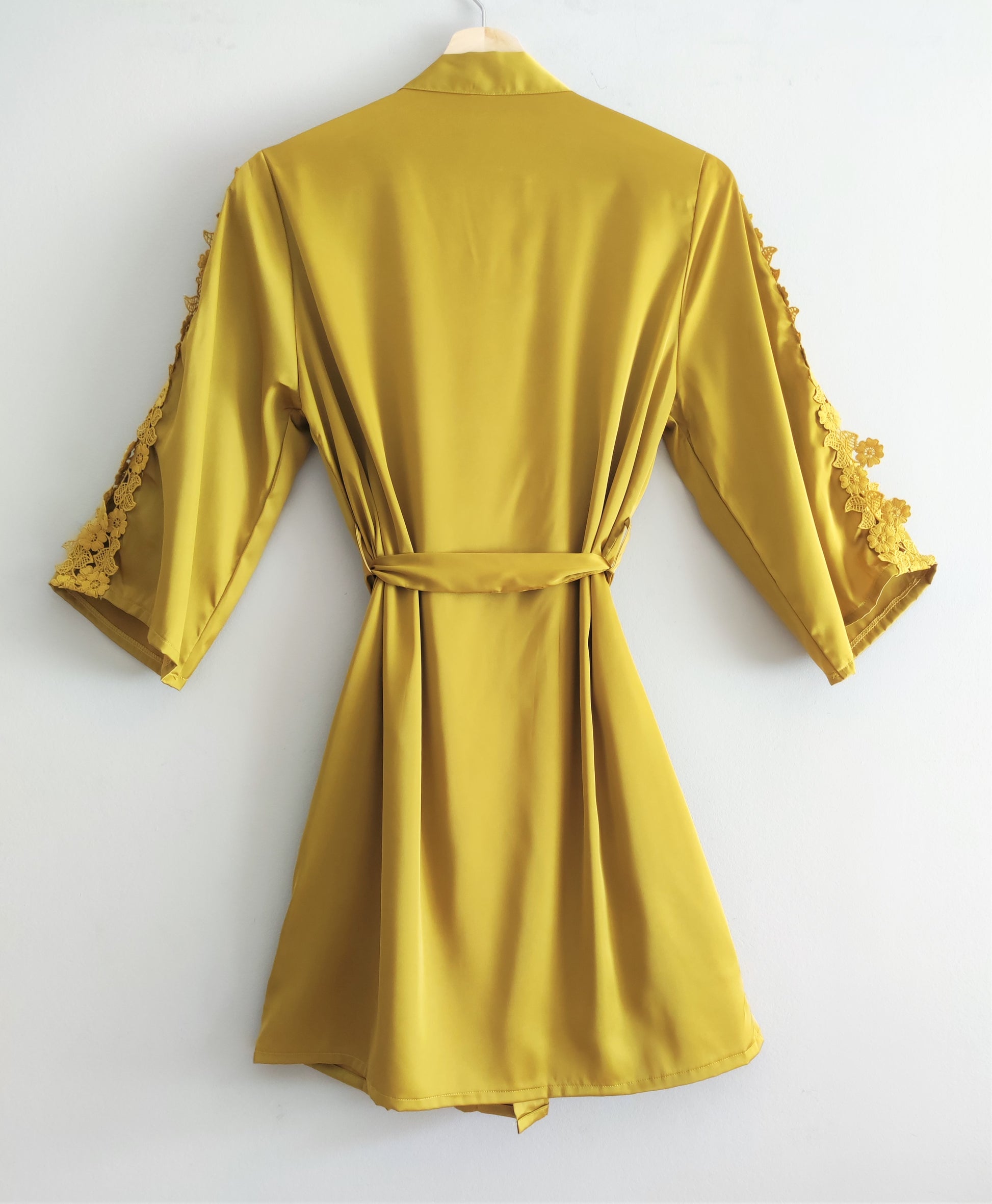 Pijamas de seda satén para mujer, bata kimono y/o vestido camisón de color liso sólido.
