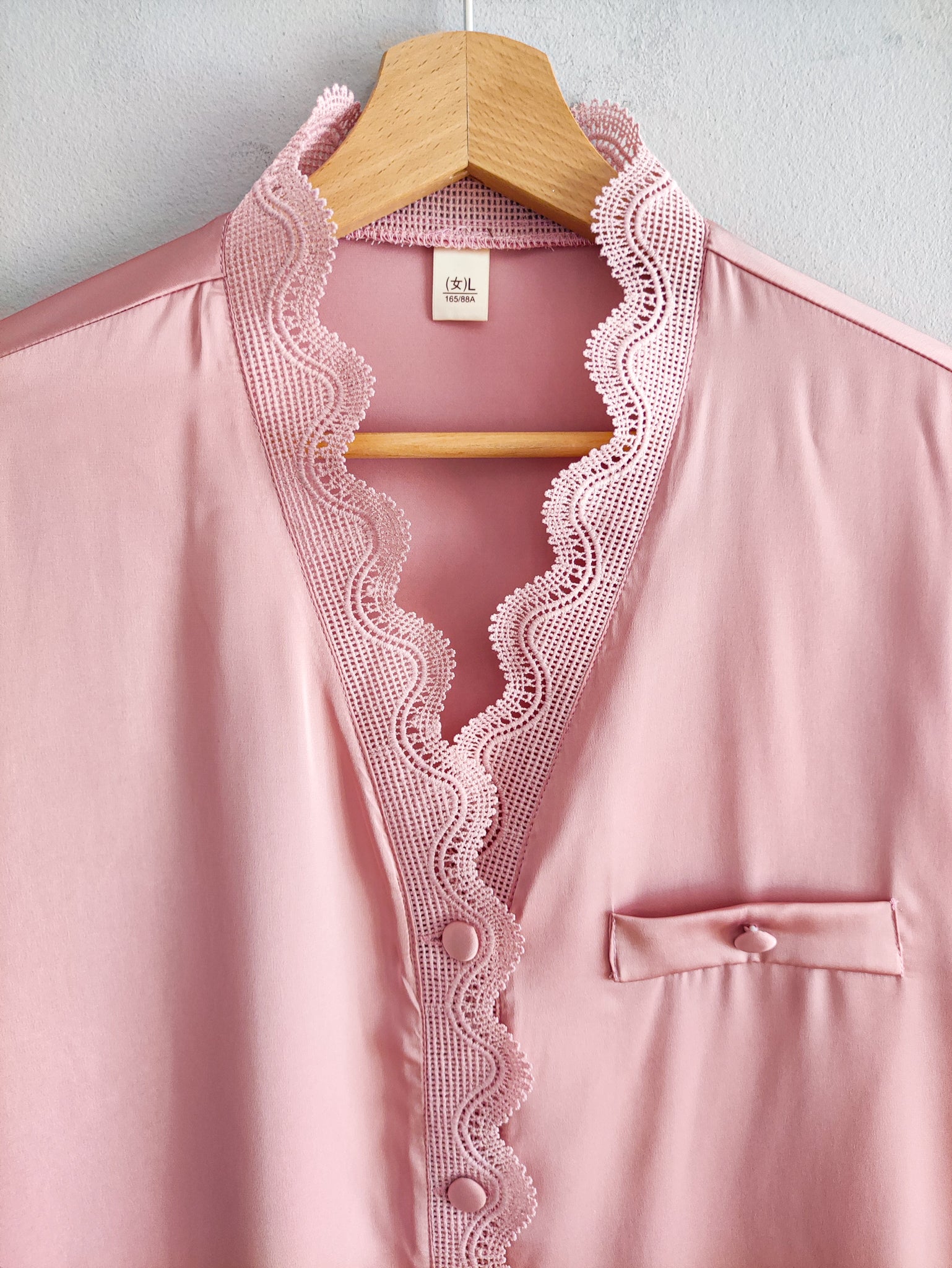 Conjunto de pijamas de seda satén para mujer con encaje floral