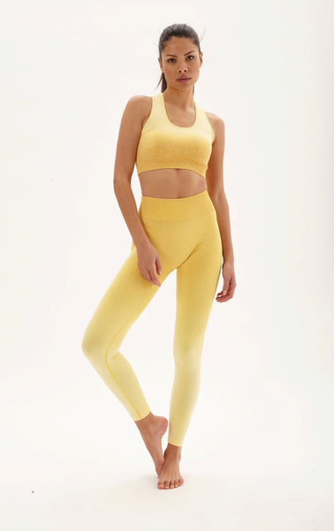 Laura in - Conjunto de ropa deportiva para mujer sin costuras de color liso degradado, top fitness y pantalones de push up para yoga y gym.