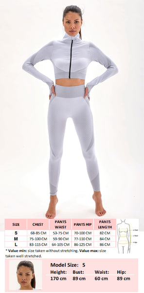 Laura in - Conjunto de ropa deportiva para mujer sin costuras de tejido elástico, camiseta de manga larga y pantalones de push up para yoga y gym.